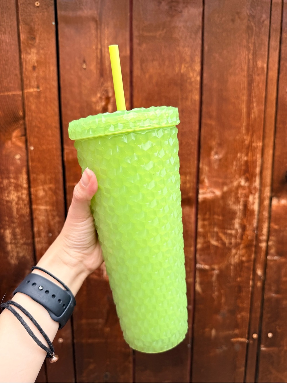 Mainstays Lime Green Textured Travel Tumbler with Straw